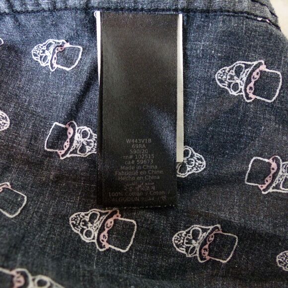 John Varvatos USA Shirt Mens M Black Skull Print Button Short Sleeve Cotton Rock - Picture 12 of 14